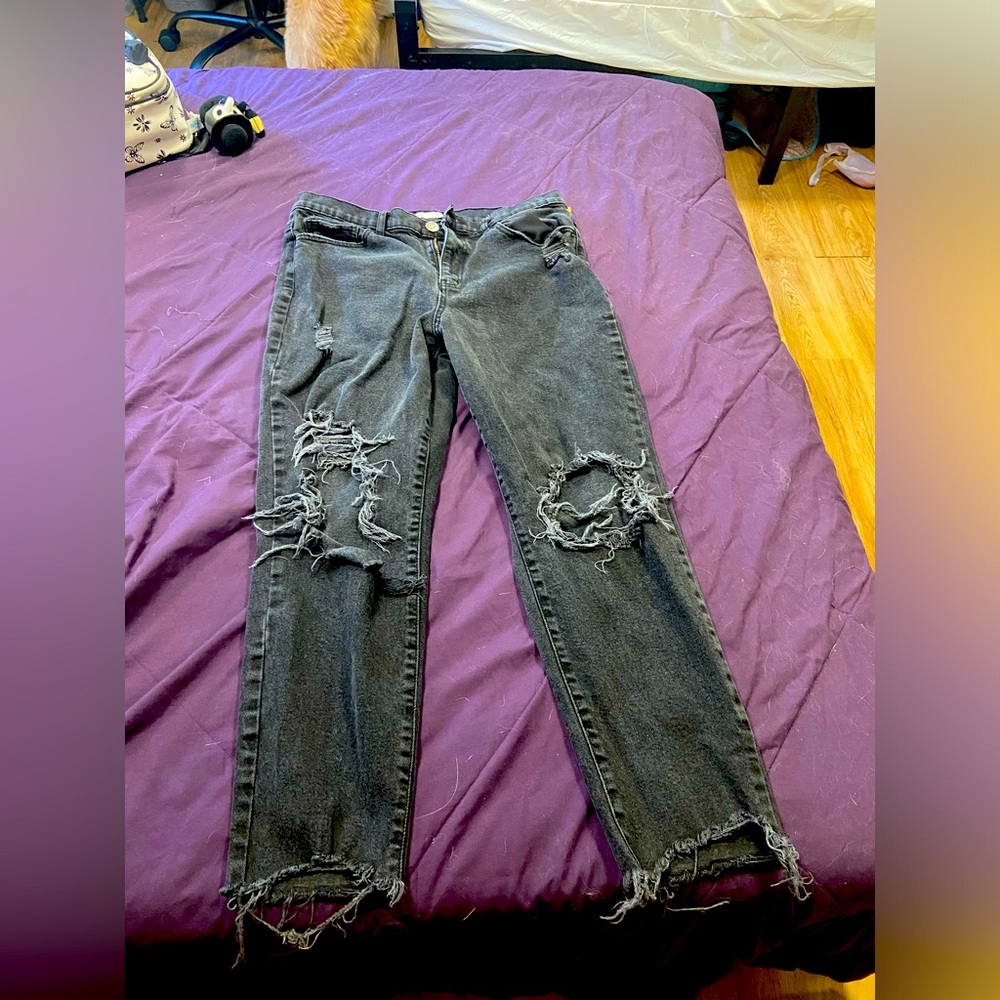 Black high rise mom jeans